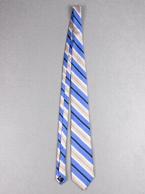 Robert Talbott Blue Orange Stripe Silk Tie Handmade USA 3.75" Classic